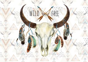 Fotótapéta Bika koponya Boho Wild Free etno-dekor vinil 208x146 +ragasztó