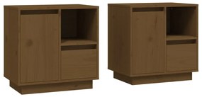 2 db mézbarna tömör fenyőfa éjjeliszekrény 50 x 34 x 50 cm