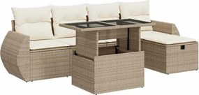 vidaXL 6 részes bézs polyrattan kerti ülőgarnitúra párnával