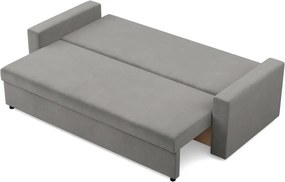 Zeus kanapéágy, bársony, hab töltet, egyenes kartámasz, világosszürke