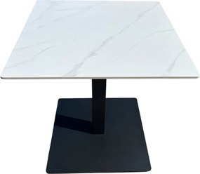Bisztróasztal Fehér fényes márványhatású szinterezett kerámia lappal, 70×70 cm méretben. Ristretto