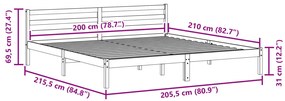 Ágykeret Fejtámlával Fehér 200x210 cm Tömör Fenyő