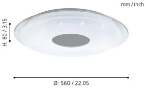 Eglo 98768 - LED RGB fényerő-szabályozó mennyezeti lámpa LANCIANO-C LED / 38W / 230V + RC