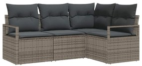 vidaXL Kanapé Szett 4 pcs Szürke polirattan