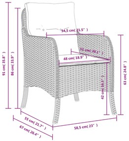 2 db barna polyrattan kerti szék párnával