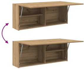 kézműves tölgy szerelt fa fali fürdőszobaszekrény 100x25x40 cm