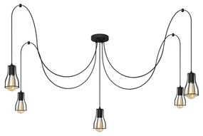 Csillár zsinóron TUBE 5xE27/15W/230V pók fekete