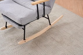 Hintaszék fa lábakkal, plüss szövettel, 4 fokozatban állítható háttámlával,  Szürke színben