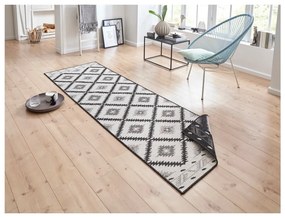 Malibu fekete-krémszínű kültéri szőnyeg, 80 x 250 cm - NORTHRUGS