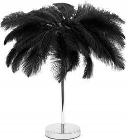 Asztali Lámpa Toll 60cm Ezüst Fekete Fém Álló Tollbúra