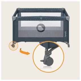 Lionelo - STEFI utazóágy, kék-szürke