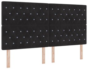 Boxspring Ágy Mattal Fekete Szuper King Bársony