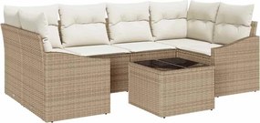 vidaXL Kanapé Szett párnával párnával 7 pcs Beige és krém polirattan