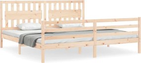 vidaXL tömör fa ágykeret fejtámlával 200 x 200 cm