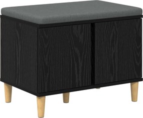vidaXL Előtér pad Fekete Tölgy 60 x 38 x 46 cm Műanyag Fa és Szövet