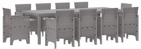 vidaXL Kert étkező szett 11 pcs Világosszürke Polipropilén