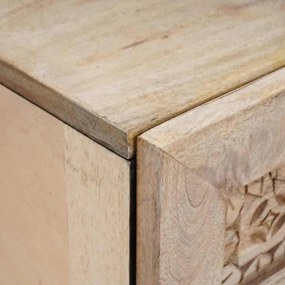 Éjjeli asztal fiókkal 2 pcs Bézs 40 x 33 x 46 cm tömör mangófa
