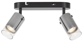 Modern mennyezeti spotlámpa gunmetal színben, 2 lámpás, forgatható és állítható - Drain