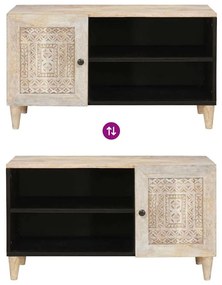 TV szekrény polcokkal Fehér 80 x 33 x 46 cm tömör mangófa