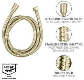 Matt aranyszínű rozsdamentes acél zuhanycső 150 cm Brass – Wenko