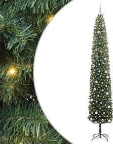 vidaXL Mű karácsonyfa 300 LED-del Zöld 300 cm PVC, acél és műanyag