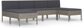 vidaXL 6 részes szürke polyrattan kerti ülőgarnitúra párnákkal