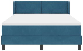 Boxspring Ágy Matrac nélkül Sötétkék 140x190 cm Bársony