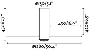 FARO 32036 - Mennyezeti ventilátor TUBE FAN fekete/átlátszó á. 128 cm + távirányító