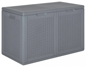 szürke PP rattan kerti tárolóláda 180 L