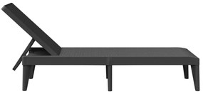 antracitszürke PP napozóágy 186 x 60 x 29 cm