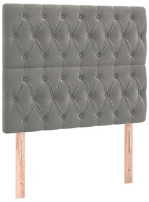 világosszürke bársony LED-es fejtámla 90x7x118/128 cm