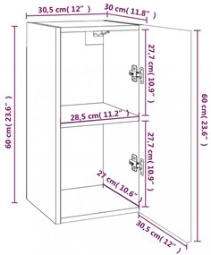 4 db barna tölgy színű szerelt fa TV-szekrény 30,5 x 30 x 60 cm