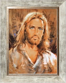 Jézus Krisztus Vallásos Kép Fehér Díszített Keretben 30X40