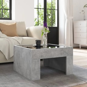 Betonszürke végtelen hatású LED-es dohányzóasztal 50x50x30 cm
