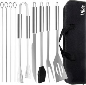 Rozsdamentes Acél Grill Edénykészlet Tartozékok 10 Db-os