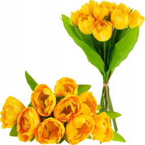 Tulipán csokor tulipán Művirágok élő nyitott gumírozott 9db