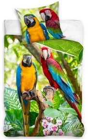 Színes Ara papagájok Gyerek pamut ágyneműhuzat , 140 x 200 cm, 70 x 90 cm