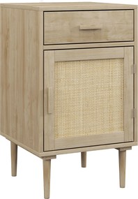 HOMCOM Éjjeliszekrény Woven Rattan Ajtóval, Polccal és 1 Fiókkal - Bohém Stílus - 40 x 40 x 68,5 cm Természetes | Aosom