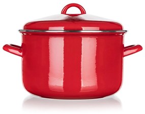 Banquet Milton zománcozott edény fedővel piros , 24 cm, 5,9 l, 24 cm