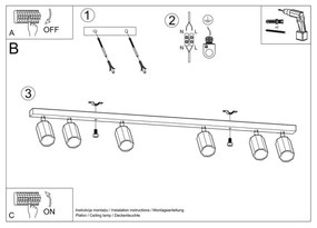 Sollux SL.1032 - Spotlámpa ZEKE 6xGU10/40W/230V tölgy