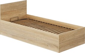 Ágy fém ráccsal és tárolóhellyel, 90x200, sonoma tölgy, DOLI