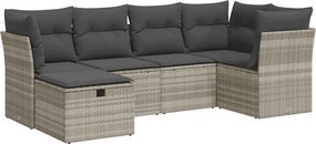 vidaXL 6 részes világosszürke polyrattan kerti ülőgarnitúra párnákkal