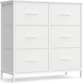 BELLAH kollekció - Modern komód, fiókos szekrény 6 fiókkal, felhőfehér színben