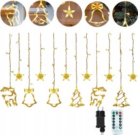 Led Fényfüggöny 2.3M Dekoráció Led Füzér Csillagok, rénszarvasok