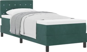 vidaXL Boxrugós ágy matracmal Sötétzöld 80 x 200 cm Bársony
