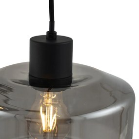 Modern fekete függőlámpa füstüveggel, 5 égős - Sheena