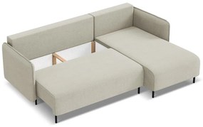 Bézs kinyitható-tárolóhelyes sarokkanapé (jobb oldali) Luana – Makamii