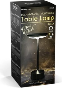 Fényerőszabályozható, újratölthető LED asztali lámpa NEW YORK LED/1,8W/5V 1200 mAh fekete