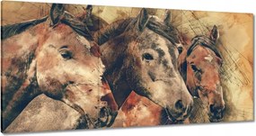 Vászonkép 60x30 Lófejek