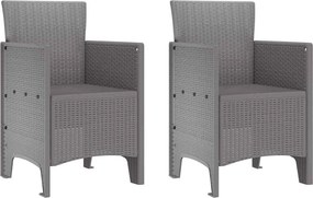vidaXL Kerti Szék 2 pcs Világosszürke 53 x 49 x 85 cm Polipropilén